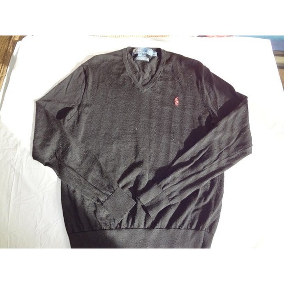 Other - Polo Ralph Lauren 100% Wool Black V neck Sweater Large